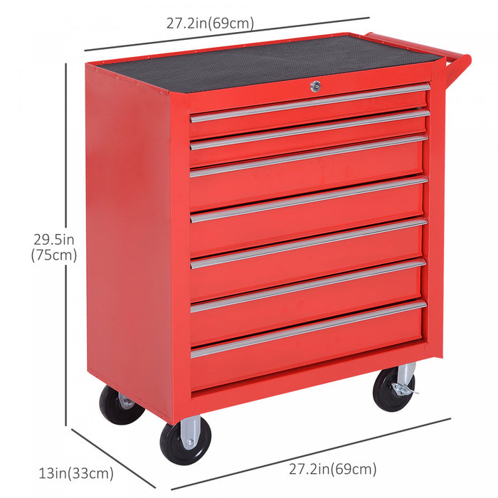 Homcom Coffre A Outils En Acier Verrouillable A 7 Tiroirs Poignee
