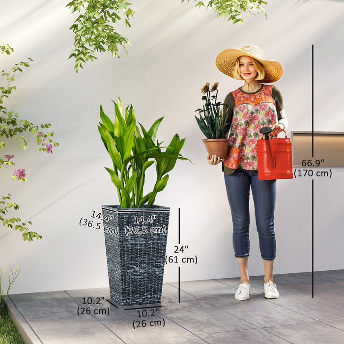 Outsunny Lot de 3 jardinieres avec trou de drainage, exterieur et interieur