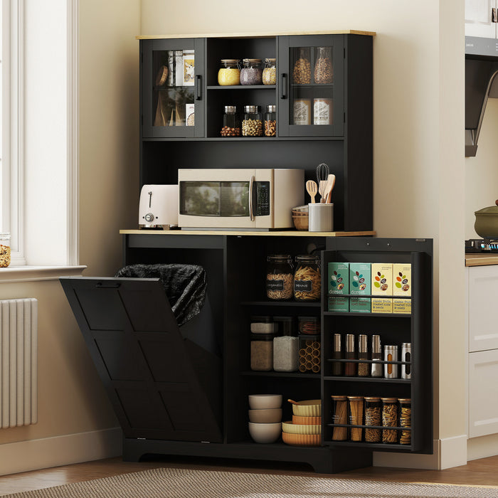 HOMCOM Armoire garde-manger de cuisine, placard pour poubelle, noir