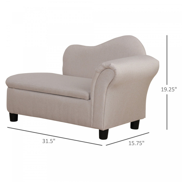 Qaba Fauteuil Enfant Design Canape Pour Enfants Compartiment De Rangement Grand Confort Accoudoirs Assise Dossier Garnissage Mousse Haute Densite Dim. 31.5\"l X 15.75\"l X 19.25\"h Beige