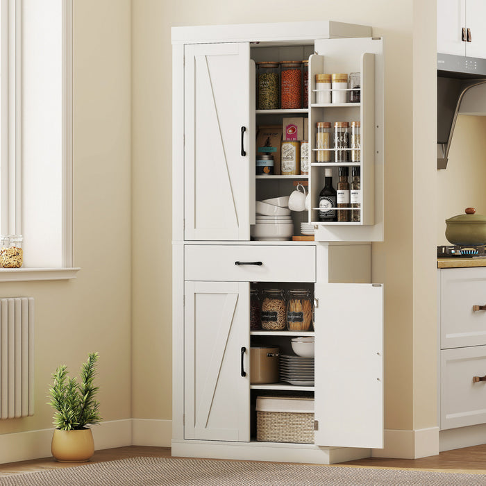 HOMCOM Armoire de cuisine de 72 po, armoire de rangement, blanc