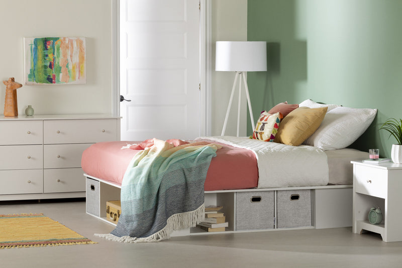 Flexible Lit Plateforme Avec Paniers - Blanc Solide