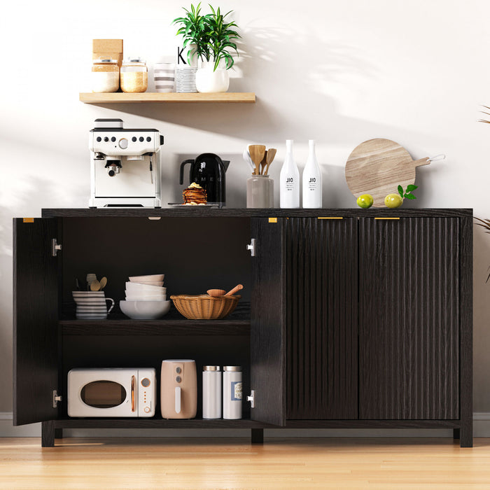 Ted Buffet Cannele 55\" Avec Rangement Et Etageres Reglables - Noir