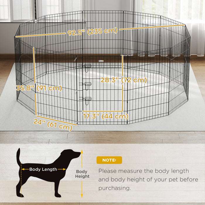 PawHut Parc pour Chiens, Parc a Chiots en Metal Pliable 12 Panneaux, 91 cm de Haut
