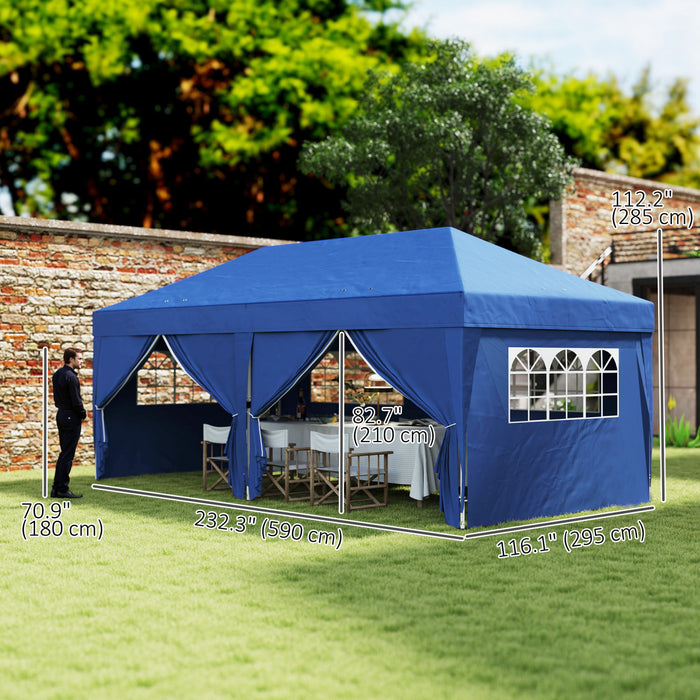 Outsunny Tente Exterieure Facile A Plier Gazebo De Fete 10'x20', Bleu