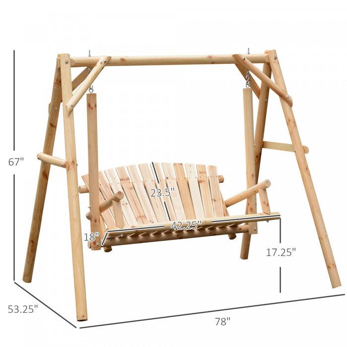 Causeuse D'exterieur Outsunny De 6,5 Pi Pour 2 Personnes Balancoire De Jardin En Bois Massif Naturel Sur Pied