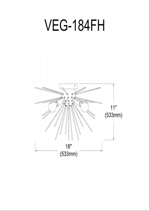 Plafonnier affleuré Vega de Dainolite avec fini argenté et chromé poli, et 4 ampoules