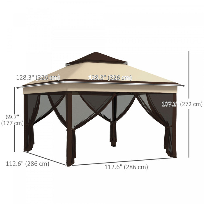 Outsunny Tonnelle Escamotable Avec Couverture De Toit Uv30+, Beige
