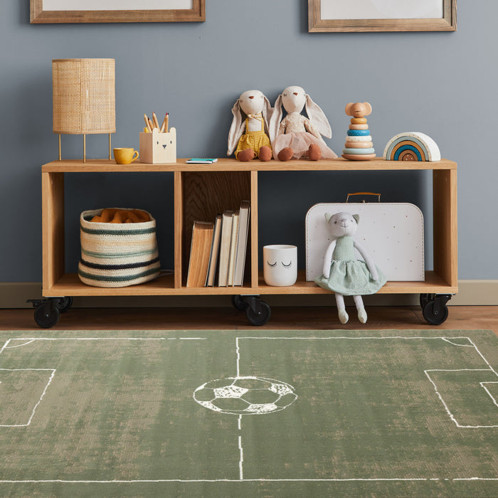 Carpette Forte à motif de terrain de soccer pour enfants - 5 pi 3 po x 7 pi 5 po