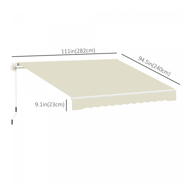 Outsunny Toile De Store Retractable De 10' X 8' Pour L'exterieur Protection Uv Blanc