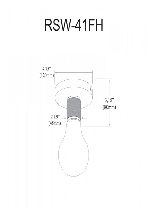 Petit plafonnier affleuré Roswell de Dainolite avec fini noir mat et 1 ampoule