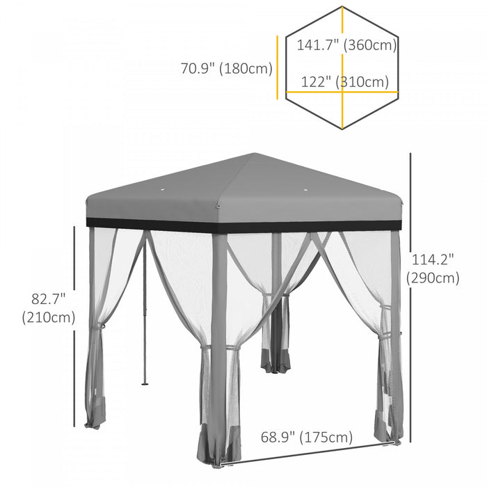 Outsunny Auvent De 12x12', Tente Gazebo Avec Filet, Sac De Transport, Gris
