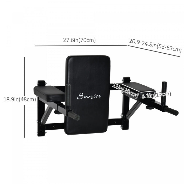 Soozier Station De Traction Tour Multi-fonction Support Mural Ensemble Gym Barre De Traction Barre D'exercice Levee De Genou Triceps Jambe Trempage Rack Noir