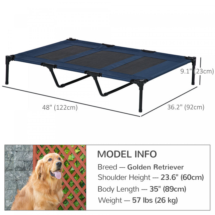 Pawhut D04-069db 48\" X 36\" X 9\" Lit Sureleve Pour Chien Avec Sac De Transport, Bleu Fonce X 9\" Lit Sureleve Pour Chien Avec Sac De Transport, Bleu Fonce
