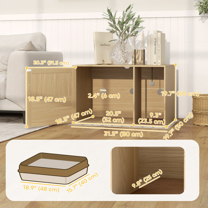 Meuble De Litiere Pour Chat Avec Tapis A Griffer, Chene