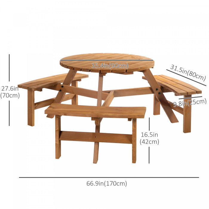 Outsunny Ensemble De Banc De Table De Pique-nique Pour 6 Personnes Marron