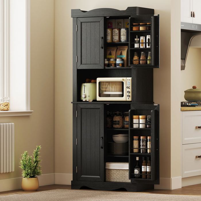 HOMCOM Armoire de cuisine 73\" avec etageres de porte, noir