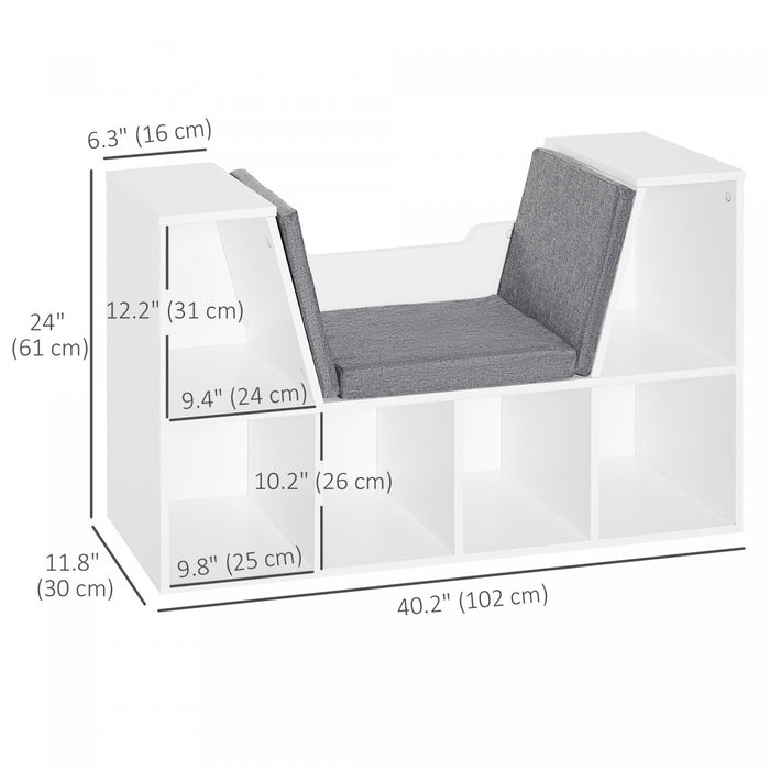 HOMCOM Bibliotheque 6 Cases avec Coussin Coin Lecture, Gris