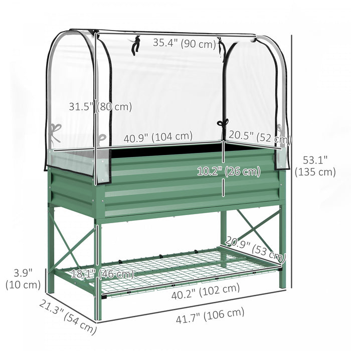Outsunny Jardiniere Surelevee en Metal avec Housse, Vert fonce