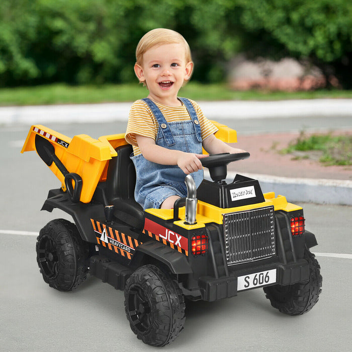 12v Batterie Enfants Rouler Sur Camion A Virure Rc Construction Tracteur W / Seau Electrique