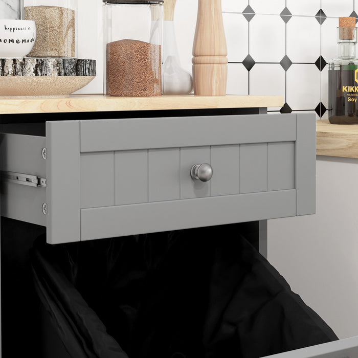 HOMCOM Armoire de poubelle inclinable de cuisine, armoire de recyclage