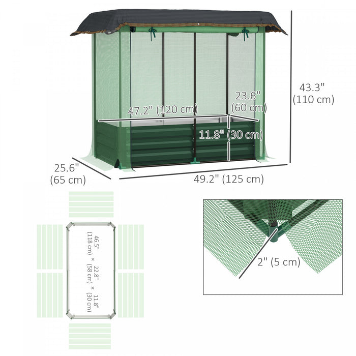 Outsunny Lit De Jardin Sureleve Galvanise Avec Cage De Culture Et Toile