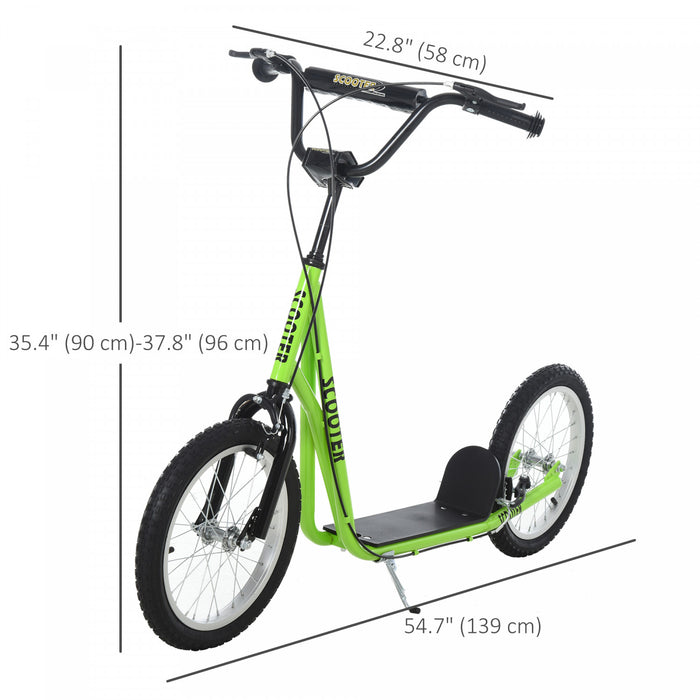 Aosom Trottinette, Jouet Pour Enfants Avec Roue Gonflable De 16 Po, Vert