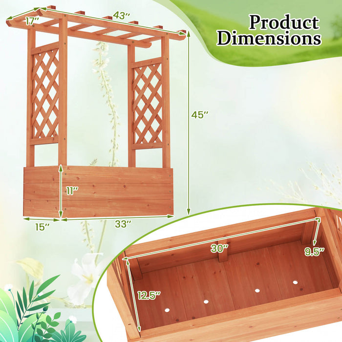Costway 1 Pcs Lit De Jardin En Bois Eleve Avec Trellis Et Toit Suspendu Drainage Eleve Planter Boite