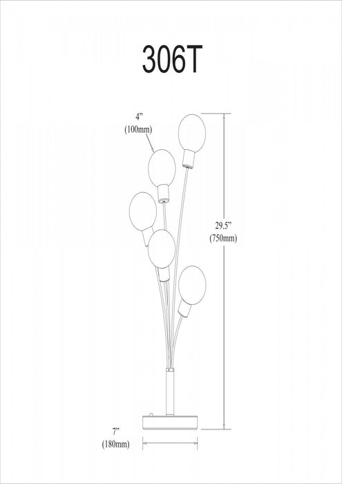 Lampe de table Budding Branch de Dainolite en verre blanc, avec fini laiton vieilli et 5 ampoules