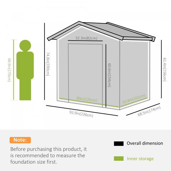 Outsunny Hangar De Rangement 8'x6' Avec Portes Coulissantes, Vert