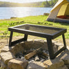 Outsunny Folding Campfire Grill, 22" x 12" Heavy Duty Carbon Steel Grill Grate with Folding Legs, Portable Campfire Cooking Equipment for Outdoor BBQ and Open Fire, Black