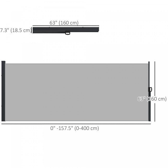 Outsunny Auvent Lateral Retractable 13'x5', Ecran De Confidentialite, Gris