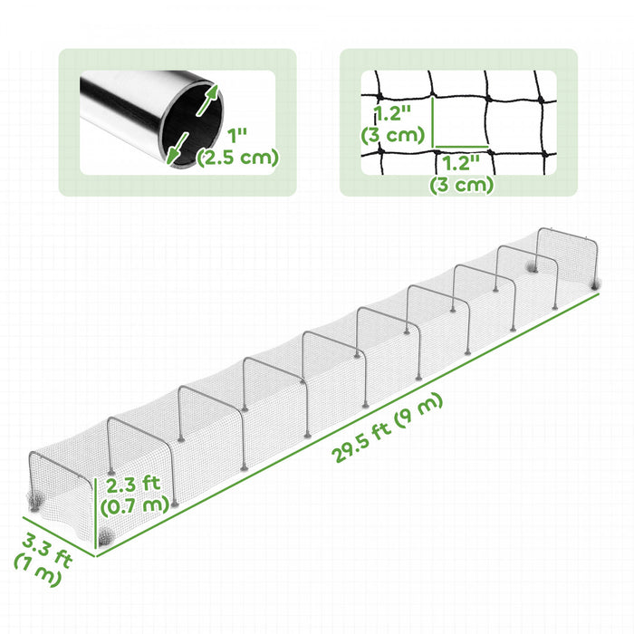 Tunnel a Poules 900 x 100 cm Exterieur pour 10-15 Poules