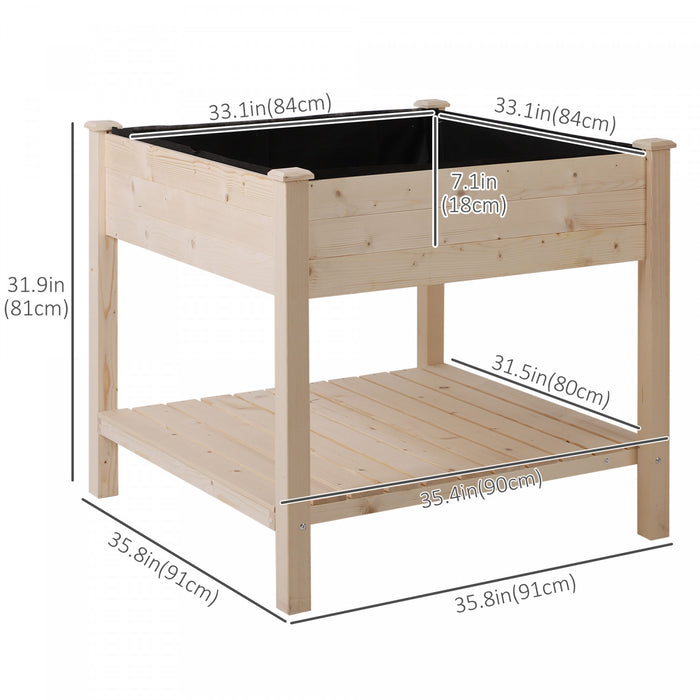 Outsunny Jardiniere Surelevee En Bois Avec Etagere De Rangement
