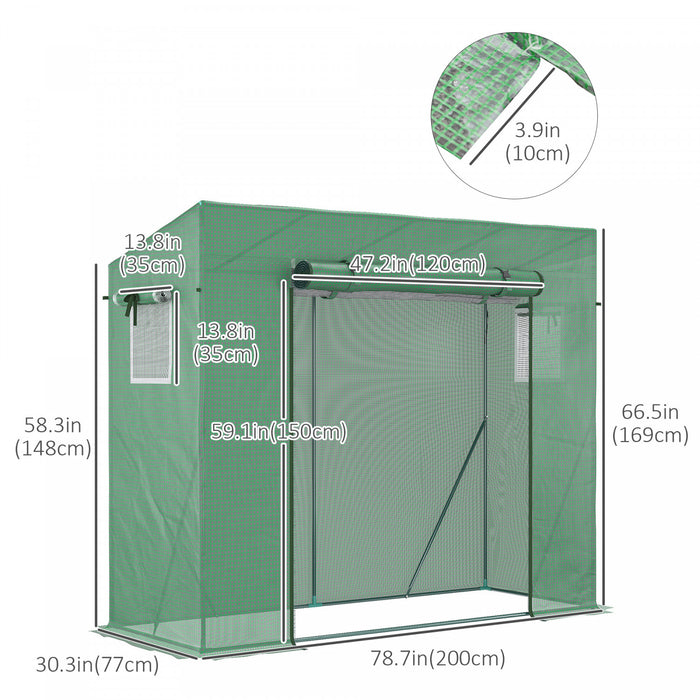 Outsunny 6.6' X 2.5' X 4.9' Serre De Jardin Patio Maison Chaude, Plantes Fleurs Herbes Tomates Poussent Avec Cadre En Acier Porte Fenetre Balcon Patio