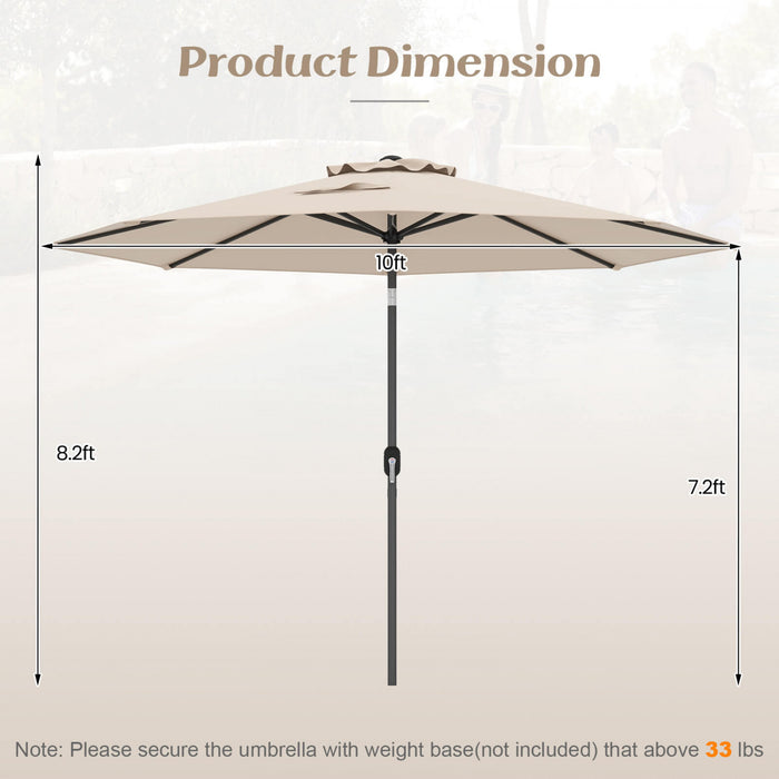 Costway Parasol de Patio 10ft Exterieur avec Pied de Parasol Rond Robuste de 59 LBS