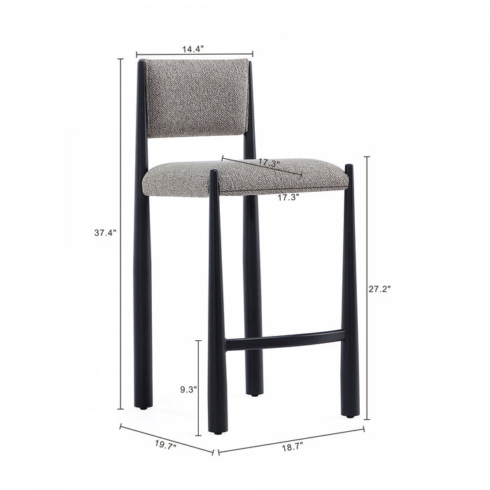 Tabouret de comptoir en metal boucle style mid-century modern Lennor, coloris champignon