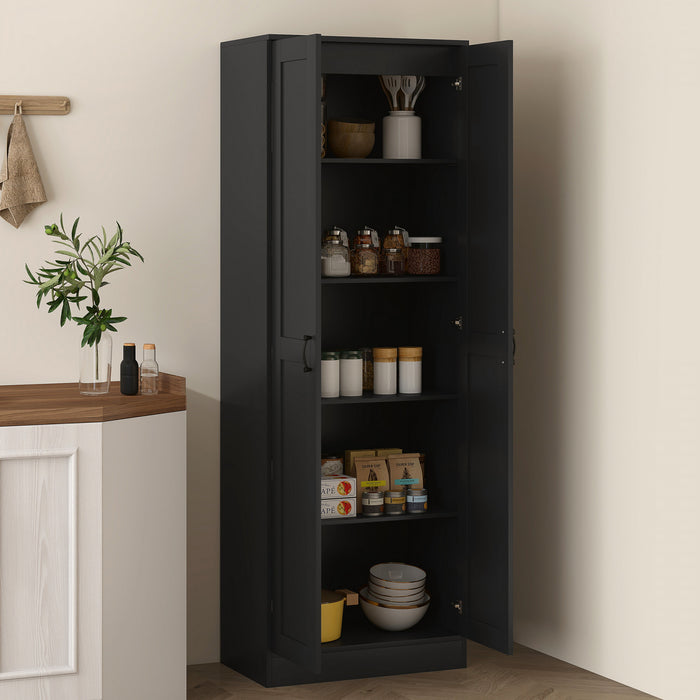 HOMCOM Armoire de rangement avec etageres, placard de garde-manger, noir