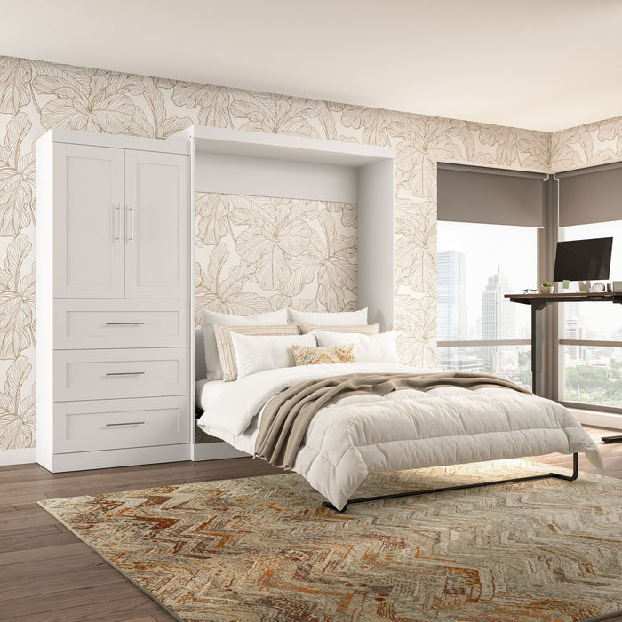 Grand lit escamotable Pur de Bestar de 101 po (L) avec meuble de rangement et tiroirs - blanc