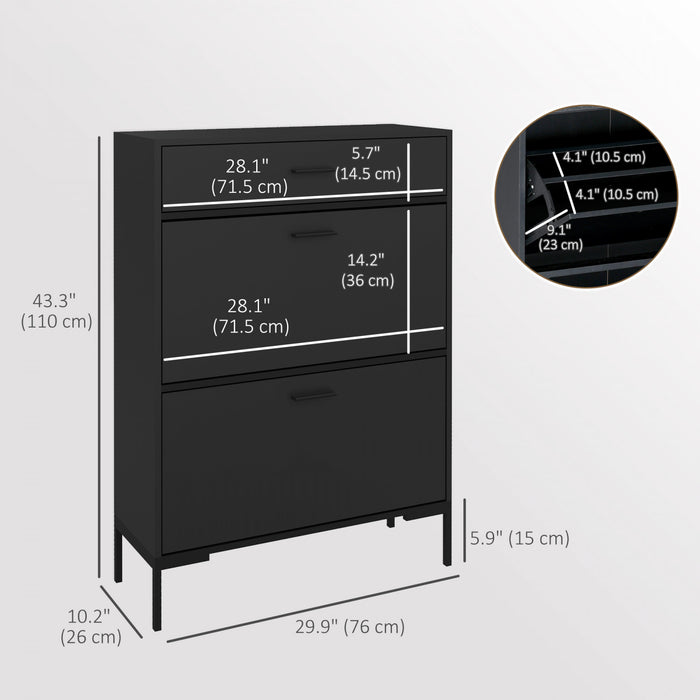 HOMCOM Armoire de rangement pour chaussures moderne avec portes rabattables