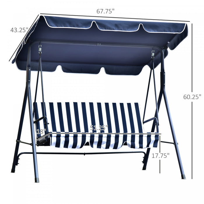 Balancoire De Porche Pour 3 Places Rembourree Chaise Longue De Jardin Hamac De Terrasse Avec Cadre Et Auvent Bleu