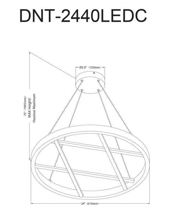 Lustre Dante de Dainolite en silicone blanc qui diffuse la lumière, avec fini laiton vieilli et ampoule à DEL de 40 W
