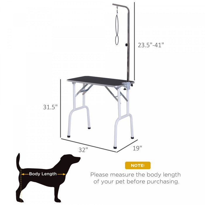 Pawhut Table De Toilettage Pliable Pour Animaux De Compagnie De 32 Po Table De Bain Professionnelle Pour Chien Et Chat Surface Texturee Avec Bras Reglable