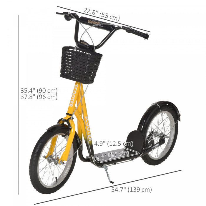 Aosom Trottinette Pour Enfants Avec Guidon Reglable, Orange
