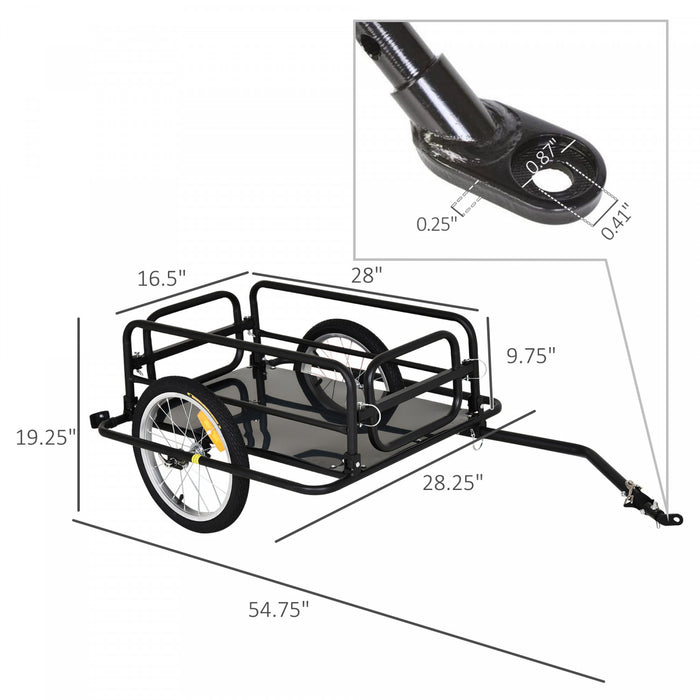 Aosom Remorque Cargo Pour Velo, Chariot De Velo Utilitaire, Porte-bagages De Voyage