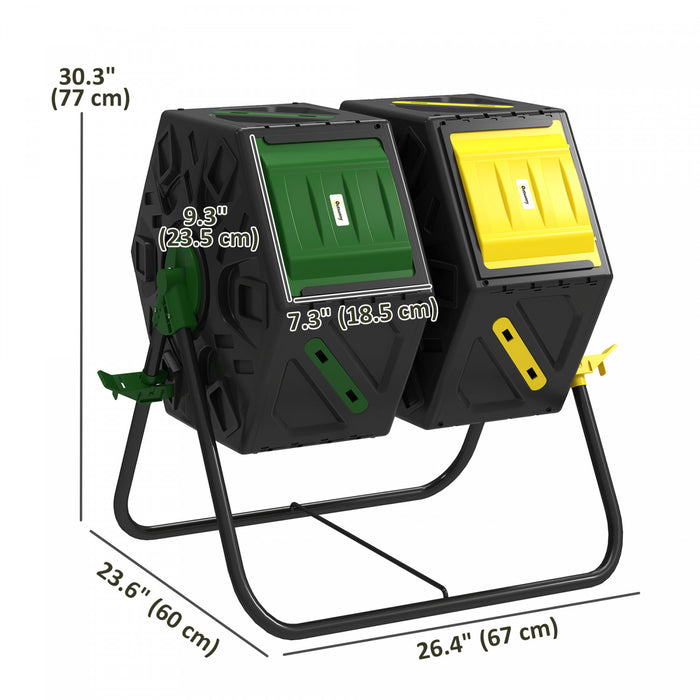 Outsunny Bac A Compost A Double Chambre De 34,5 Gallons Avec Pieds En Acier