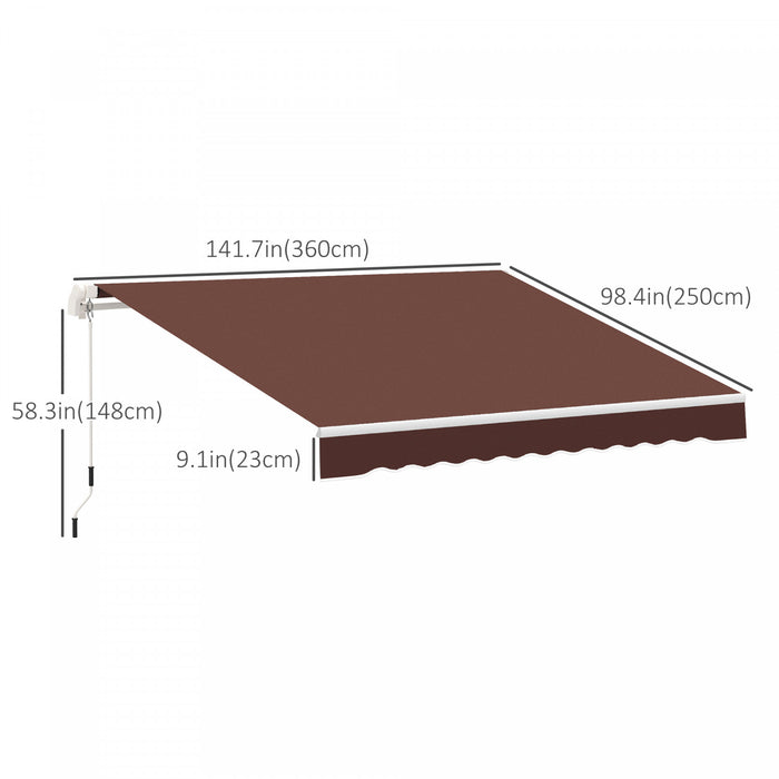 Outsunny 12' X 8' Auvent Retractable Auvent De Terrasse Parasol Abri Cafe