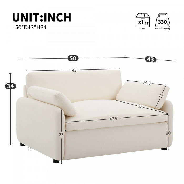 Fauteuil d’appoint surdimensionne Olivia avec coussins, blanc
