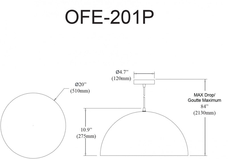 Grand luminaire suspendu Ofelia de Dainolite avec fini gris et 1 ampoule