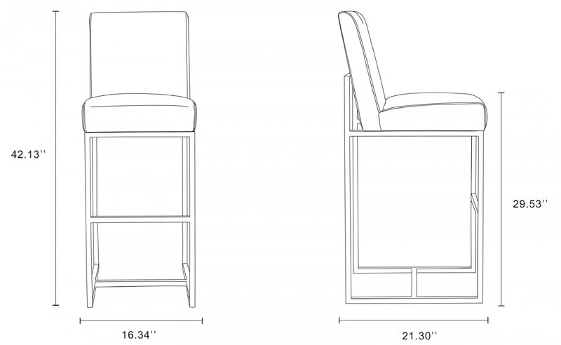 Tabouret de bar moderne en metal et tissu Element, blanc perle - Lot de 2